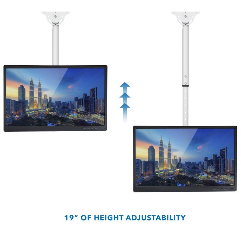 Mount-It! TV Ceiling Mount Bracket, Adjustable Full Motion, Tilting and Swiveling for Flat Panel LCD LED OLED Plasma TVs, Fits 32 - 70 in. TVs, White, 2 of 9