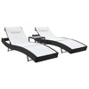 vidaXL Patio Lounge Chairs with Adjustable Backrest Sunloungers Textilene - Black and White - 2 of 4