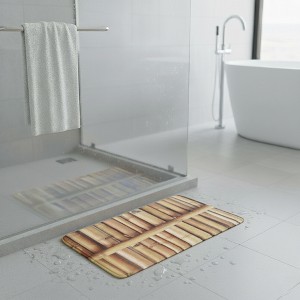 Evideco French Home Goods Bathroom Rug Memory Foam Mat The Island Print Beige 30"L x 18"W - 1 of 4