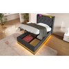 DOMETOUR Twin Upholstered Bed, LED Lights, Remote/App Control, Hydraulic Storage, USB-C Charging, Gray Linen (No Mattress) - 4 of 4