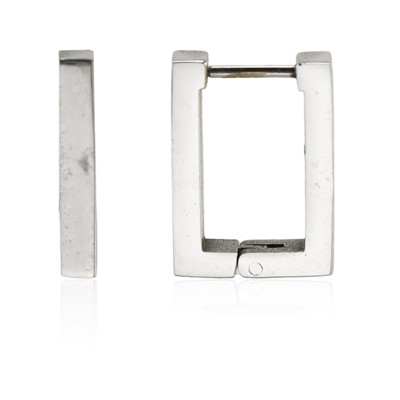 Slate by Rebl Rectangle Huggies Stainless Steel, 20x13x2.8mm Rectangular Shape