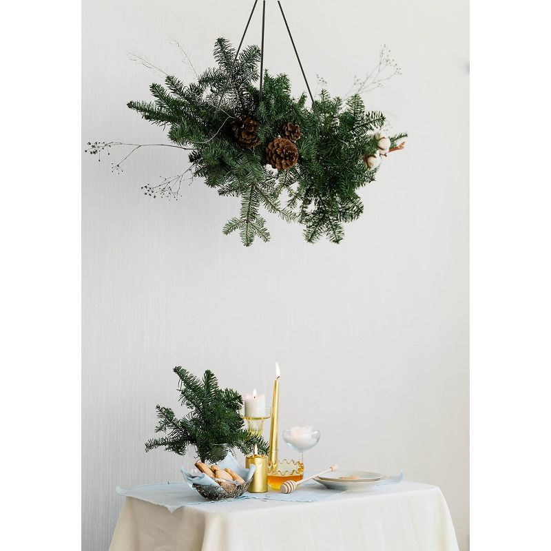 AuldHome Design Hanging Metal Wreath Chandelier/Hanger, Ceiling Mount Black Metal Floral Greenery Display, 4 of 8