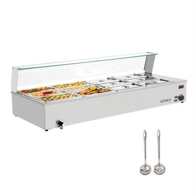 Winado 96 Qt. 1500W Electric Countertop Stainless Steel Buffet Server with 12-Pan