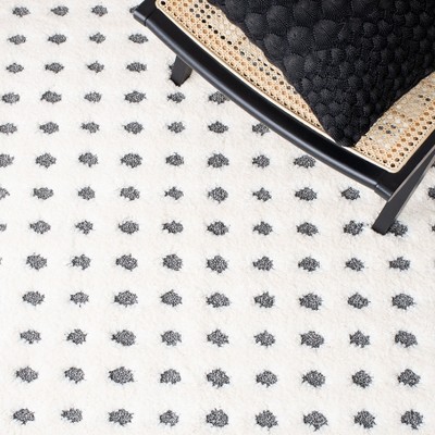 Ivory Diamond Braided Edge Shag Rug - Handmade Synthetic Rectangular
