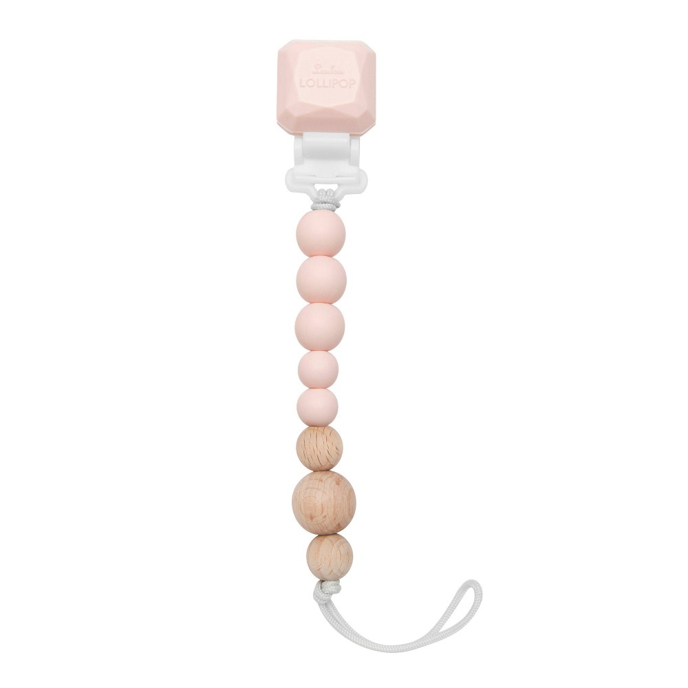 Photos - Other for feeding Loulou Lollipop Silicone + Wood Soother Holder in Silicone Clip - Color Po