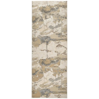 Aura Modern Watercolor Gray/Ivory/Gold Area Rug