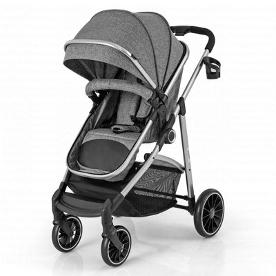 Image of Costway 2 in 1 Convertible Baby Stroller High Landscape Infant Stroller Grey