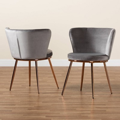 Elevate High-Back Grey Velvet & Cane Armchair with Rose Gold Legs