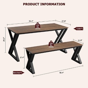 Dining Table with Benches, Kitchen Table Set for 4 - 1 of 4