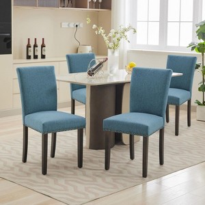Dining Chairs Set of 2 Upholstered Parsons Diner Room Chair Sets Fabric Kitchen Chairs with Nailhead Trim/Sturdy Wood Legs and Padded Cushion - 1 of 4