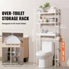 VEVOR Over the Toilet Storage, 3-Tier Adjustable Over Toilet Bathroom Organizer, Bamboo Storage Shelf Rack with 3 Hooks, Fit Most Toilets, White - 3 of 4