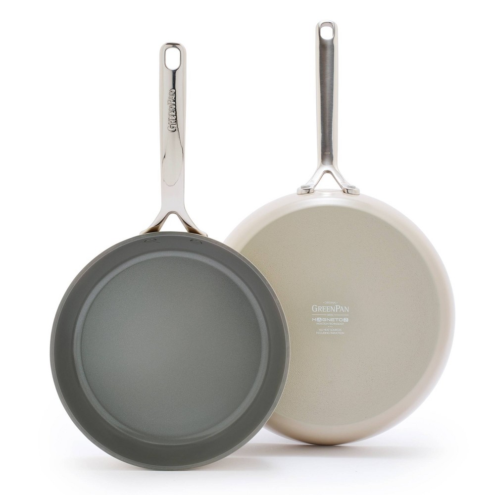 GreenPan GP5 Hard Anodized Healthy Ceramic Nonstick 2pc Frypan Set 9.5 and 11 PFAS-Free - Taupe