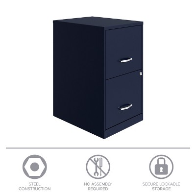 Navy Blue 18" Steel 2-Drawer Lockable Vertical File Cabinet