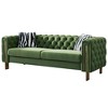 84.25" Velvet Chesterfield Sofa with Tufted Back, Gold Metal Legs and Black & White Striped Pillows - 2 of 4