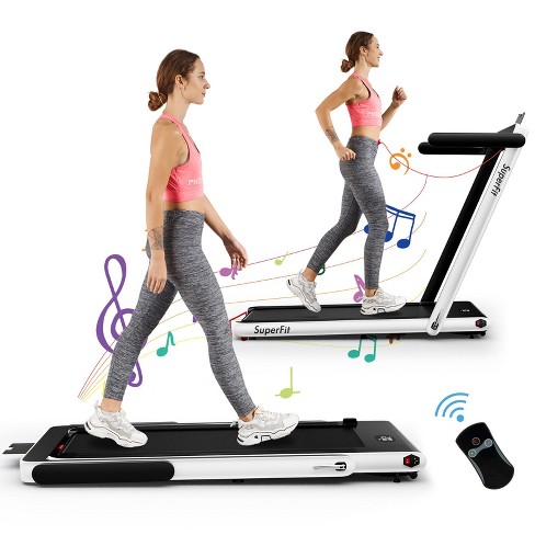 SuperFit Up To 7.5MPH 2.25HP 2 in 1 Single Display Screen Folding Treadmill  W/ APP Control Speaker Remote Control Blue 