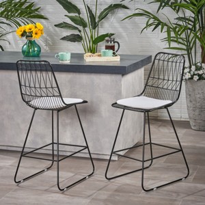 Coolbibila-Set Of 2 Barstool, Bar Chair High For Outdoor, Bar Chair Stool With Water-Resistant Cushions, Bar Chair With Back - 1 of 4