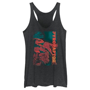 Women's Jurassic World: Dominion Pyroraptor Dinosaur Portrait Racerback Tank Top - 1 of 4