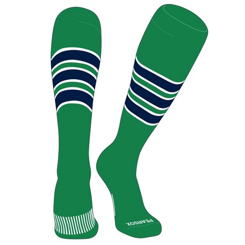 PEAR SOX Striped OTC Baseball, Softball, Football Socks (C) Kelly Green, White, Navy (XL) - image 1 of 3