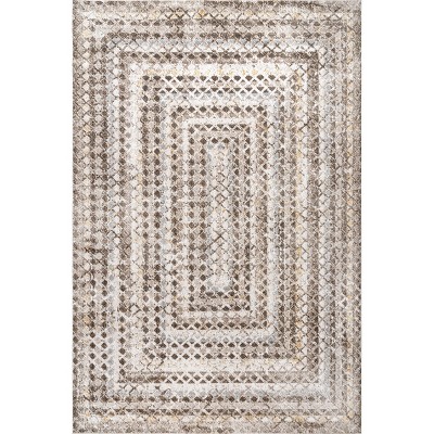Eco-Friendly Beige Bohemian 8' x 10' Machine Washable Area Rug