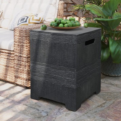 Patio Coffee Table, MgO Accent Table, Lightweight Outdoor End Table ,  Plant Stand for Garden and Deck