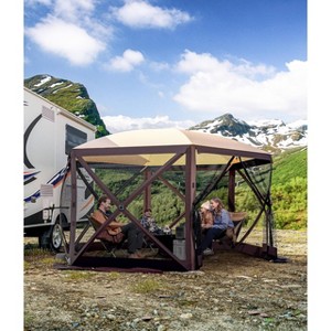 Pop-Up Screen Tent Gazebo, 12 x 12 Ft Camping Canopy Instant Shade, Featuring 6 Removable Privacy Canopy, and Made from 210D Oxford Fabric - 1 of 4