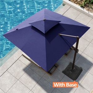 Pellebant 10.5FT Square Double Top Cantilever Umbrella Set Outdoor 360° Rotation 6 Heights Adjustable Offset Umbrella with Base - 1 of 4