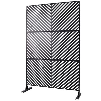 Grungis 76" H×48" W Freestanding Privacy Fence with Diagonal Striped Herringbone Shape,Outdoor Privacy Screen for Balcony,Patio,Garden