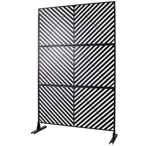 Grungis 76" H×48" W Freestanding Privacy Fence with Diagonal Striped Herringbone Shape,Outdoor Privacy Screen for Balcony,Patio,Garden - 1 of 4
