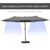 Outsunny Patio Umbrella 15' Steel Rectangular Outdoor Double Sided Market with base, Sun Protection & Easy Crank for Deck Pool Patio, Dark Gray - 4 of 4
