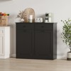 Wooden Tilt Out Trash Can Cabinet, 20 Gallon Hidden Garbage Can Cabinet with Deodorizing Function, Double Laundry Cabinet with 2 Drawers - 2 of 4