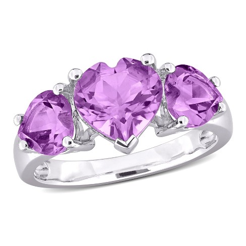 EVERLY JEWELRY  |   Sterling Silver 2 7/8 CT TGW Amethyst 3 Stone Ring - image 1 of 4