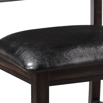 Espresso Ladderback Side Chair Set with Black Upholstery