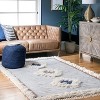 Nuloom Rebekah Geometric 5x8 Wool Shag Indoor Area Rug for Living Room Bedroom Dining Room Nursery Kitchen, Blue/Ivory - 2 of 4