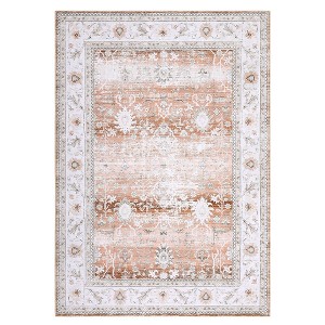 WhizMax Vintage Area Rug Floral Distressed Carpet Machine Washable Area Rug - 1 of 4