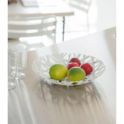 Black Steel Cut-Out Circular Fruit Bowl