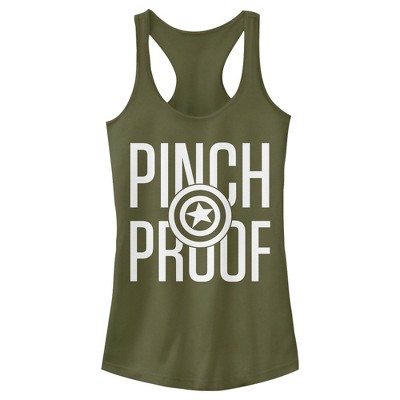 Juniors Womens Marvel Captain America Shield Pinch Proof St. Patrick's Day Racerback Tank Top