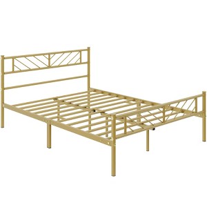 Yaheetech Metal Platform Bed with Arrow Design Headboard and Footboard - 1 of 4