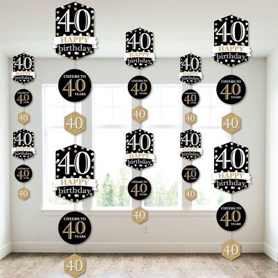 Big Dot of Happiness Adult 40th Birthday - Gold - Birthday Party DIY Dangler Backdrop - Hanging Vertical Decorations - 30 Pieces