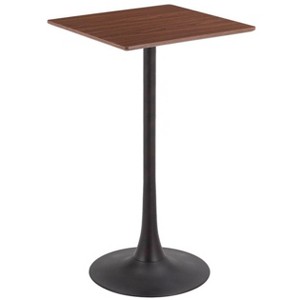 Bar Table 41.7"H Brown – Faux Wood MDF Square Top with Powder-Coated Steel Pedestal Base, Modern Indoor Accent by Zuo Modern - 1 of 4