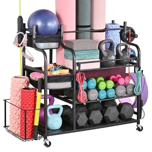 ZACHVO 220 lbs. Yoga Mat Storage Racks Gym Sports Equipment Storage organizer With Black Finish - 1 of 4