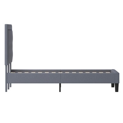 Modern King-Sized Light Gray Tufted Upholstered Platform Bed with Wooden Slats