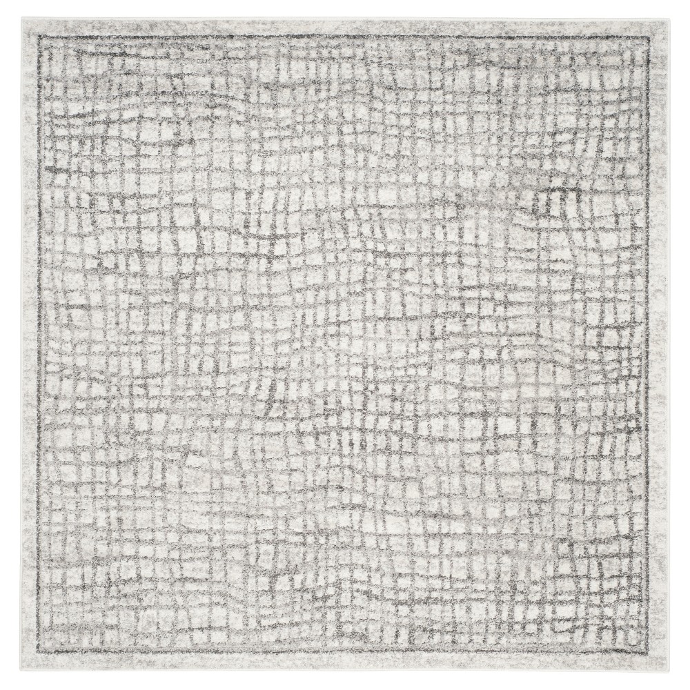  Square Darcy Crosshatch Area Rug Silver/Ivory Square