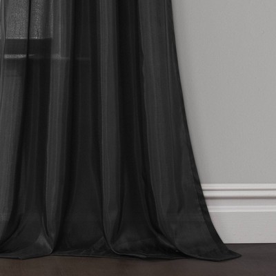 Black Faux Silk Light-Filtering Sequin Curtain Panel