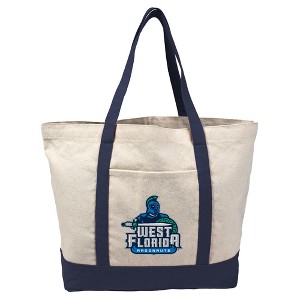 University of West Florida Primary Logo Canvas Tote Bag With External Pocket, Reusable Shoulder Bag for Shopping, School, Beach - 1 of 4