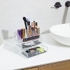 Acrylic Cosmetic Organizer with 2 Drawers & 3 Tiered Compartments, Clear Makeup Storage, Compact Vanity Organizer for Skincare and Makeup Brushes - 2 of 4