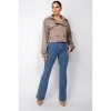 Slickblue Women's Cropped Trench Coat with Buckled Cuffs, Double Breasted Notch Collar, Black-White/Camel, Size S-L - 3 of 4