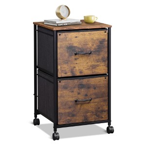 GALAXHERO Filing Cabinet 2 Drawer Mobile Printer Stand for Home Office, Vertical File Cabinet, Fits A4 Size, Rustic Brown Wood Grain - 1 of 4