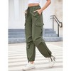 Women Baggy Parachute Pants Casual Cargo Pant Low Waist Loose Pants Multiple Pockets Jogger - 4 of 4