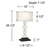 360 Lighting Evan Modern Table Lamps Set of 2 with Black Risers 28 1/2" Tall Brushed Nickel with USB Charging Port White Shade for Bedroom Living Room - image 4 of 4