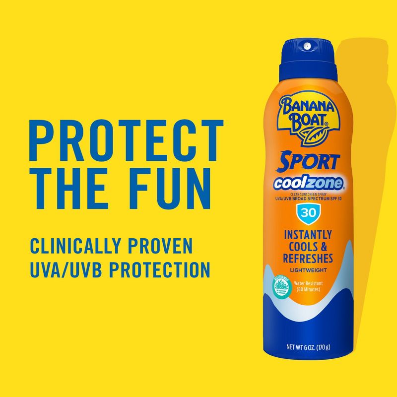 Banana Boat Sport CoolZone Clear Sunscreen Spray - SPF 30 - 1.8oz, 4 of 10
